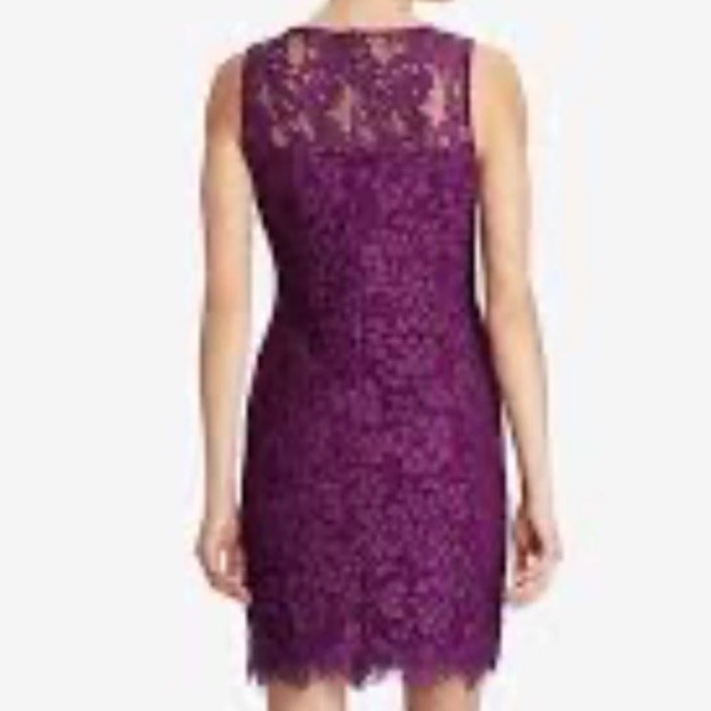Ralph Lauren Melia Floral Lace Sheath Dress - Plum Purple Size 0P - Picture 2 of 10